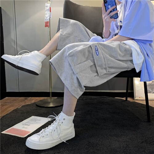 休闲短裤男夏季薄款裤子潮流宽松潮牌ins篮球运动七分裤DK717-p28图片