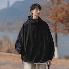 W305-P62美式连帽冲锋衣外套男2025春秋新款机能风户外登山宽松，男装T恤，电商B323A