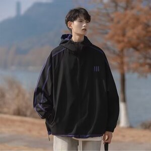 W305-P62 美式连帽冲锋衣外套男2025春秋新款机能风户外登山宽松图片