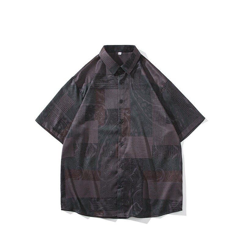精品花衬衫男短袖夏季痞帅休闲上衣服外套翻领大码衬衣A012/P35,男装衬衫,电商A012
