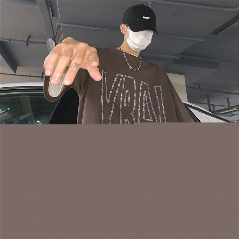 T恤潮流圆领男港风烫钻2026夏季新款短袖时尚B299-X5290-P40-控59,男装T恤,电商A061-1
