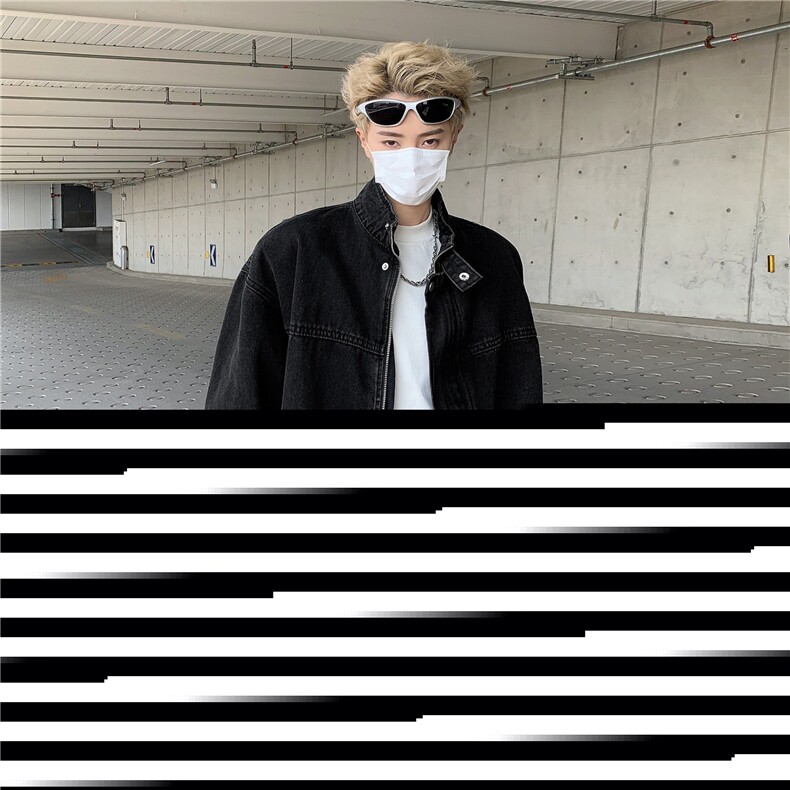 牛仔外套男宽松休闲立领夹克港风百搭痞帅时尚潮牌上衣服8939P73,男装工装外套,星座410-2