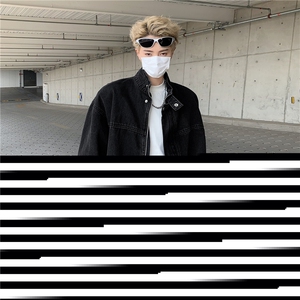 牛仔外套男宽松休闲立领夹克港风百搭痞帅时尚潮牌上衣服8939 P73图片