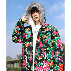 Q1中款男女羊羔毛领新中式团队表演出汉服保暖防寒棉袄棉服情侣装，男装棉衣，星座115A(原星座507）