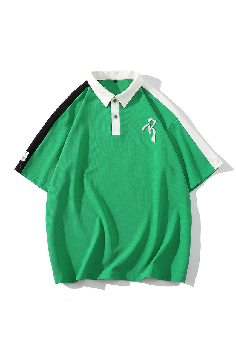 夏上新简约清新翻领Polo衫拼接牙刷绣半袖T恤男女626-P35控价58,男装Polo衫,电商A441