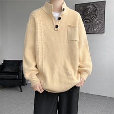 8XL-M特大码冬季立领毛衣纽扣高级设计感情侣?袖毛衫MY1208P65，男装针织衫/毛衣，电商D206-1
