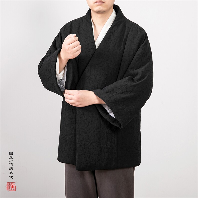 冬装新款风男装改良汉服棉衣棉麻提花道袍HM03P145,男装棉衣,钱塘802