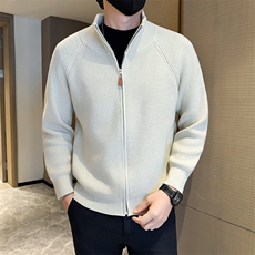 秋冬店主风社会小伙痞帅纯色高领开衫针织衫301A-1/M94/P68，男装针织衫/毛衣，星座301A-1