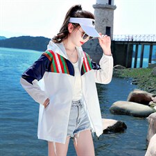 拼接防晒服女款2022年新款夏季薄款宽松外套防晒服女夏防紫外线衫，女装防晒衣，浙宝281
