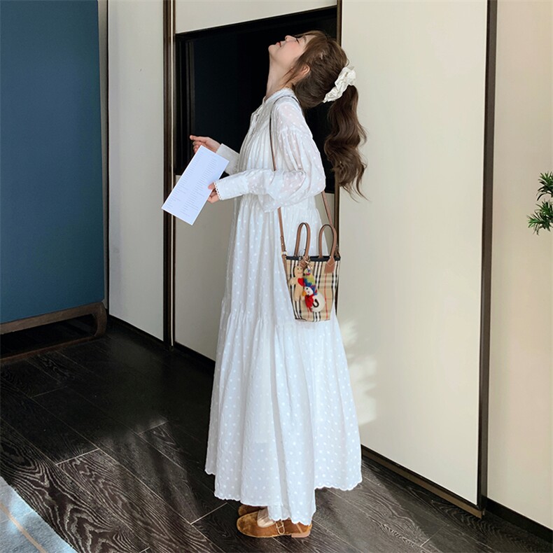 法式茶歇长袖连衣裙女2025春秋季新款温柔风宽松过膝显瘦衬衫裙子,女装连衣裙,C位