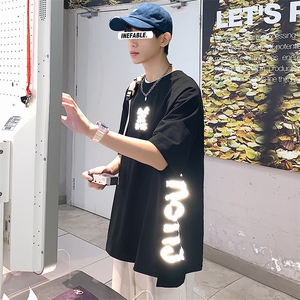 夏装港风纯棉立体T恤圆领潮牌纯色短袖男女同款 1577-P38 控价58图片