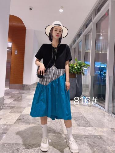 【现货】欧版不规则撞色连衣裙,女装连衣裙,柏旺阁