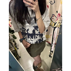 T0794-P25男女款情侣印花纯棉T2024潮美式复古短袖，男装T恤，星座617A-2