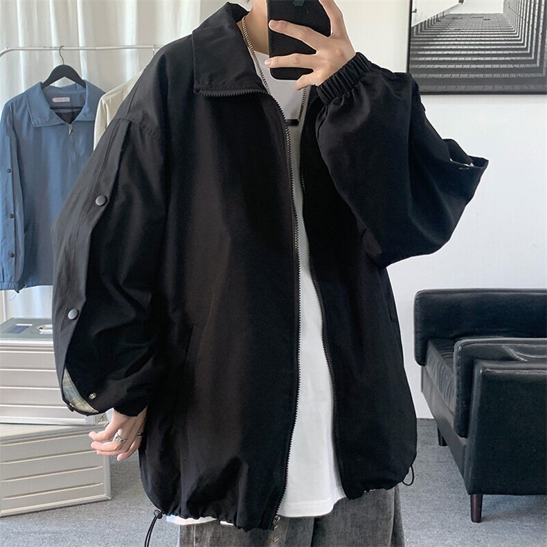 JK3089/P55春装撞色排扣运动夹克男韩版大码宽松外套上衣男，男装夹克，电商A141
