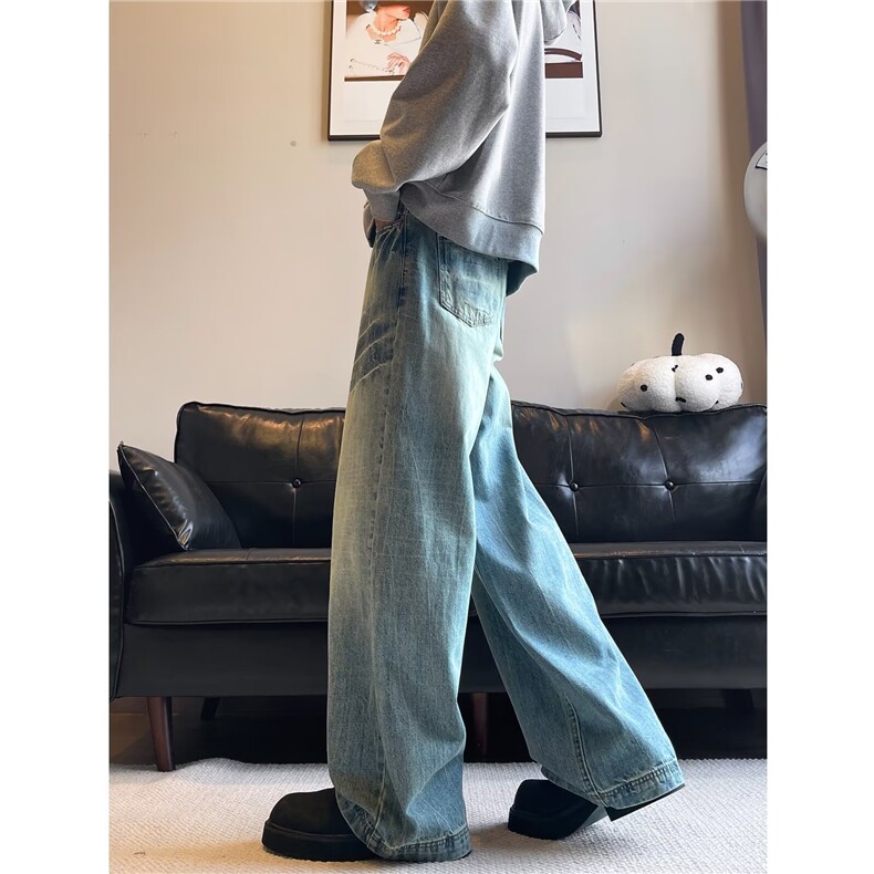 牛仔裤男士韩版潮流高街帅气渐变色2024冬季ins长裤RK2288-P50，男装牛仔裤，星座412-3