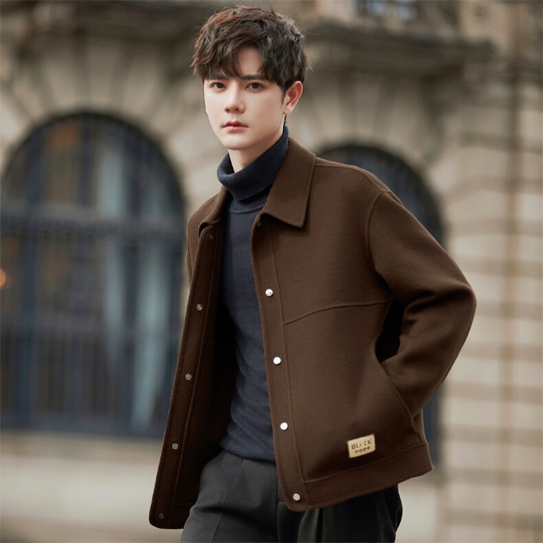 2025冬季休闲短款双面毛呢男士新款夹克潮流外套58001P255控448，男装夹克，电商A355（原A415）