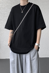 T10129-特批30 控58 曼巴棉撞色拼接短袖大码T恤夏季薄款垂感短袖图片