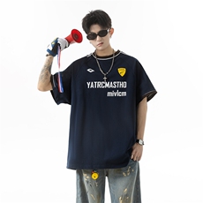 2025新款夏季嘻哈美式高街百搭五分袖T恤P50控78，男装T恤，星座516