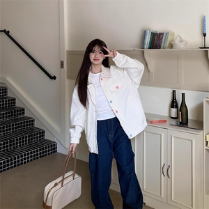 日系复古碎花拼接翻领外套女春秋小众甜美设计感可爱减龄夹克上衣图片