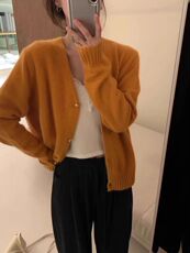 羊毛衫针织开衫女秋冬纯色V领洋气百搭短款外套潮，女装羊毛衫，思途羊绒