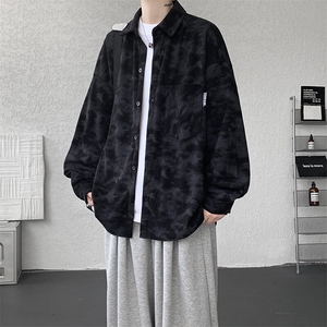 衬衫男秋季新款港风宽松大码灯芯绒扎染长袖衬衫CS8108-P42图片
