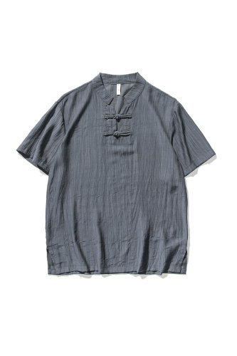 平铺大码风棉麻亚麻短袖盘扣衬衫唐装薄款汉服透气F18/P50,男装T恤,电商A221A