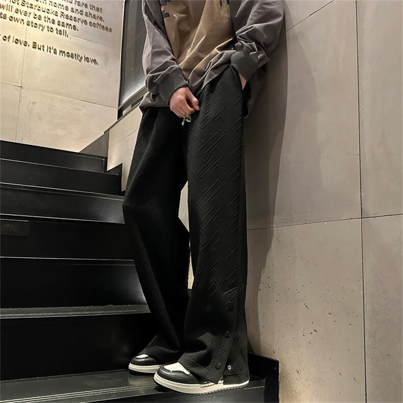 K8022/P55春装四季款港风提花松休闲裤男排口开叉潮大码男裤子,男装休闲裤,电商A141