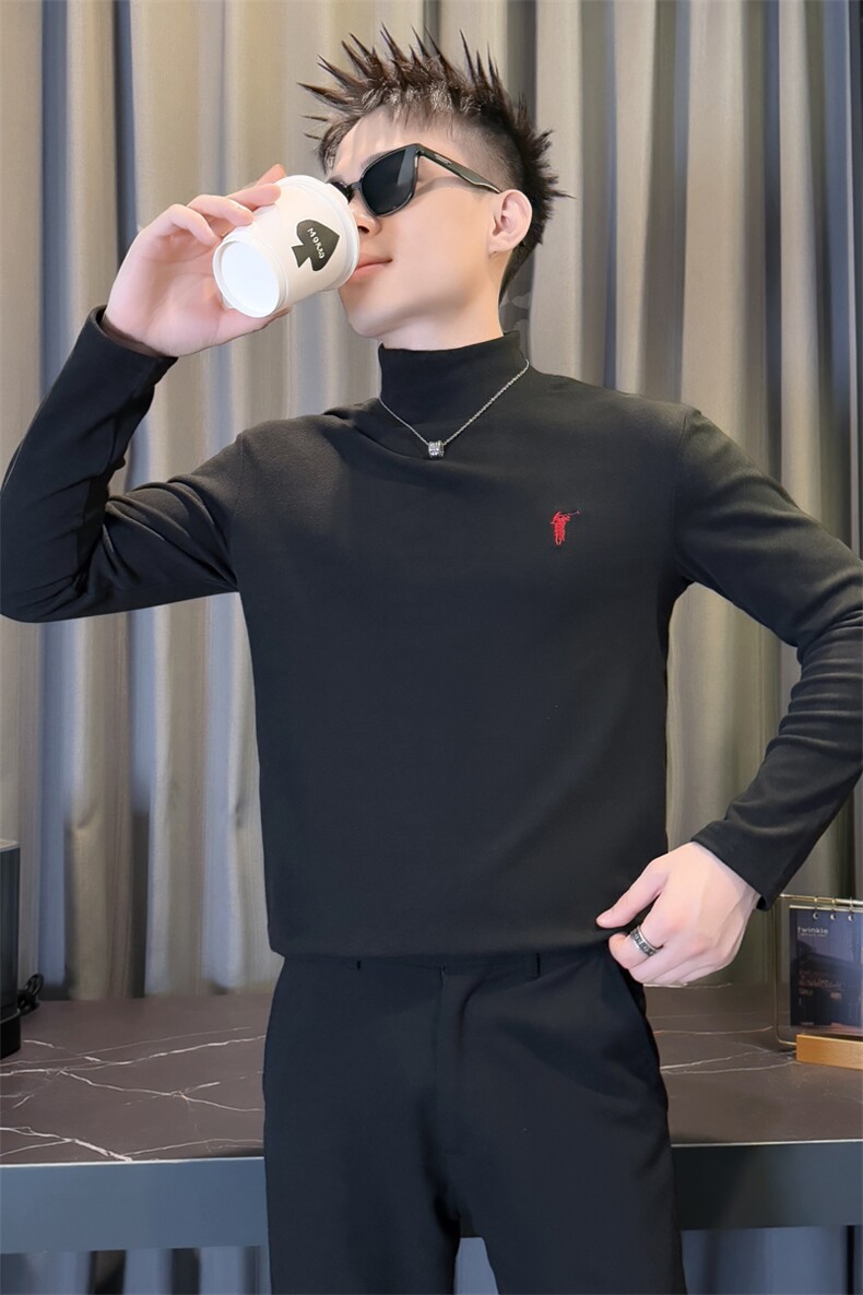 双面德绒打底衫男秋冬款半高领长袖t恤男士保暖秋衣8018-P38控68,男装T恤,电商C208