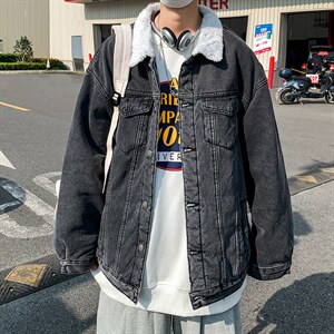 猫和老鼠联名印花羊羔毛牛仔外套男加绒加厚JK803-P95128图片
