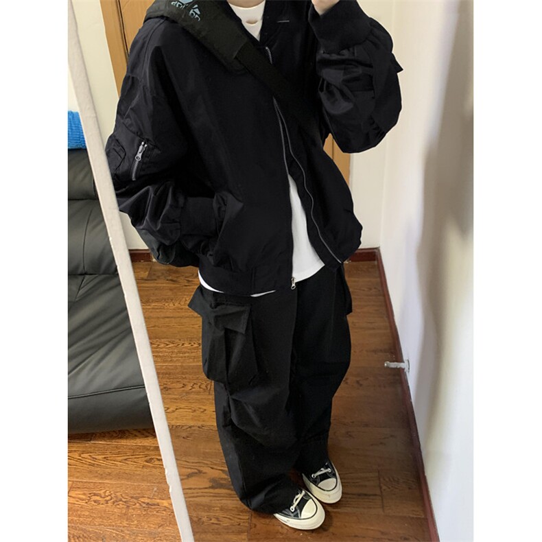 秋冬飞行服外套棒球领夹克男青年宽松朋克情侣潮外套W33,男装夹克,星座1116A（原606A-3）