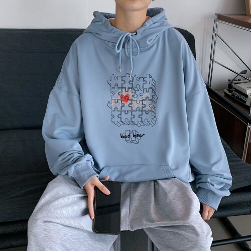 秋冬连帽套头卫衣男港风中性风大码宽松纯色厚1016-1 WYM045 P33图片