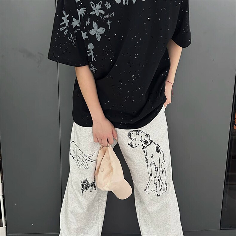 万针全刺绣工艺抖音得物高品质260克重磅纯棉双纱美式高街短袖T恤,男装T恤,电商A486-1