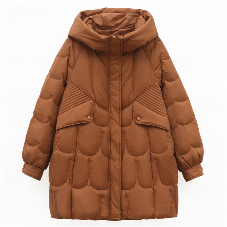 2024年冬季新款潮韩版轻薄保暖白鸭绒羽绒服女中长款外套女连帽,女装羽绒服,简韵佳