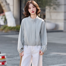 2026春装新款简约时髦风尚短款皮衣外套，女装皮衣，魅丽静蓝