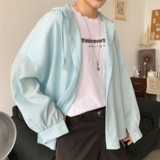 夏季情侣款长袖防晒服男女可穿开衫连帽长袖薄上衣A452-1905-P55，男装衬衫，电商A452