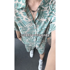 短袖衬衫男+短裤男套装男100%聚酯纤维M-5XL大码TZ78707P50控98，男装牛仔裤，星座226-1