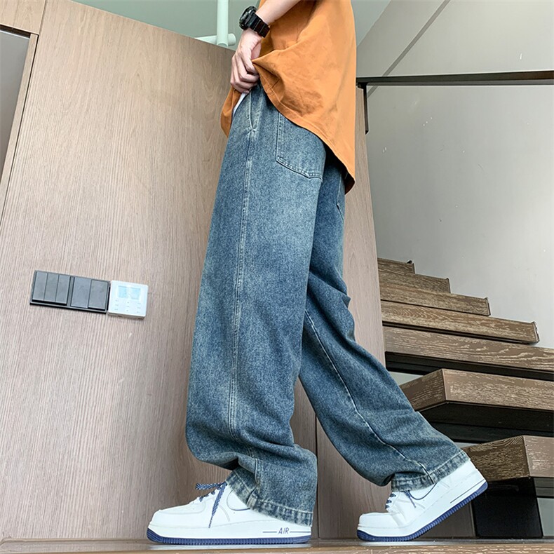 2025春夏款港风宽松直筒牛仔裤休闲百搭长裤牛仔裤K24123-P50,男装牛仔裤,星座717