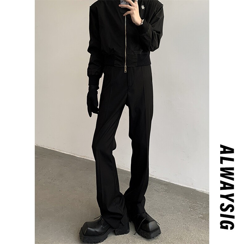 2026春季新款内景大码vibe风开叉微喇西装裤M-5XHK23101-特P35，男装西服套装，电商A022