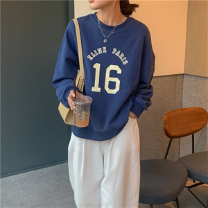 Q0229-P45 字母印花百搭宽松休闲长袖卫衣女春秋韩版上衣图片