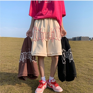 wassup happy欧美发泡短裤男夏季潮牌运动五分裤宽松情侣休闲裤子图片