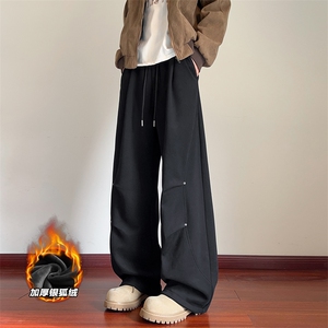 华棉380g重磅铆钉拼接华棉加绒银狐绒卫裤男K5941J加绒-特P43控85图片