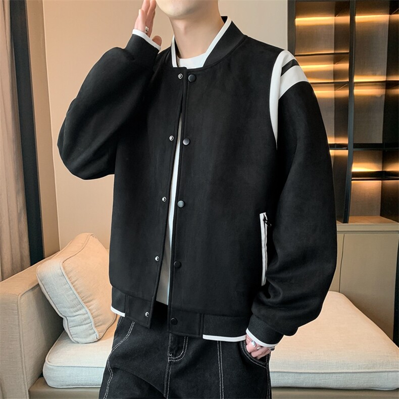 秋季麂皮绒夹克外套棒球服夹克外套男JK87-P75图片