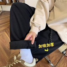 直筒休闲裤男生秋冬季华棉复加绒加厚卫裤子侧边三条扛长裤K53-1，男装休闲裤，星座1116A-1（原606A）