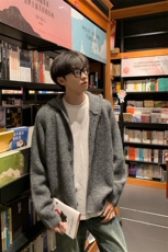 网图秋冬新款连帽毛衣男开衫复古套头针织衫慵懒风外套-A2311P72，男装针织衫/毛衣，电商B241