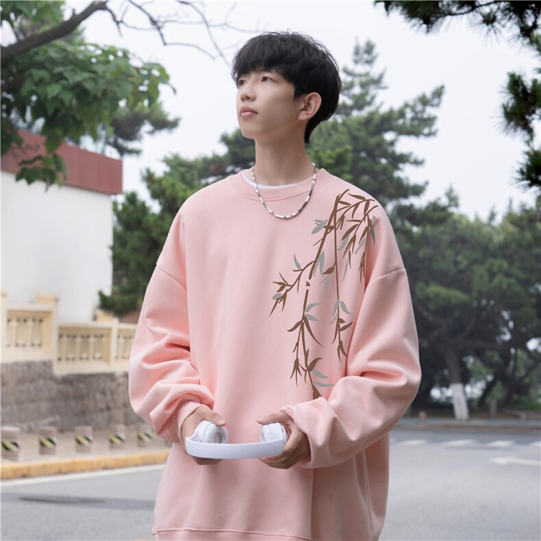 抖音品质秋季新款风纯棉印花宽松圆领卫衣wycm262特批28-控49,男装卫衣,星座605(原A050)