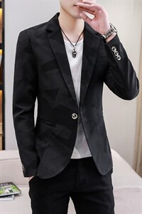 西服男宽松春秋款商务中年弹力西服休闲男士单西印花外套上衣西装,男装西服,电商B212（原钱塘6029）
