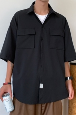 C3070/P35新款港风冰丝工装多口袋短袖衬衣男女潮大码外套衬衫男，男装衬衫，电商A141
