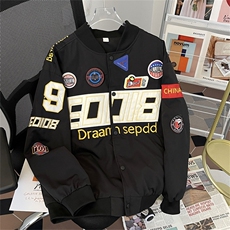 F120-P63高街ins潮牌嘻哈宽松夹克男美式复古刺绣机车棒球服外套，男装夹克，星座512-6