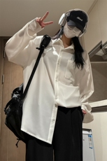【直播】C2339-TP4568垂感纯色衬衫女2025秋宽松休闲衬衣女，男装衬衫，电商A102
