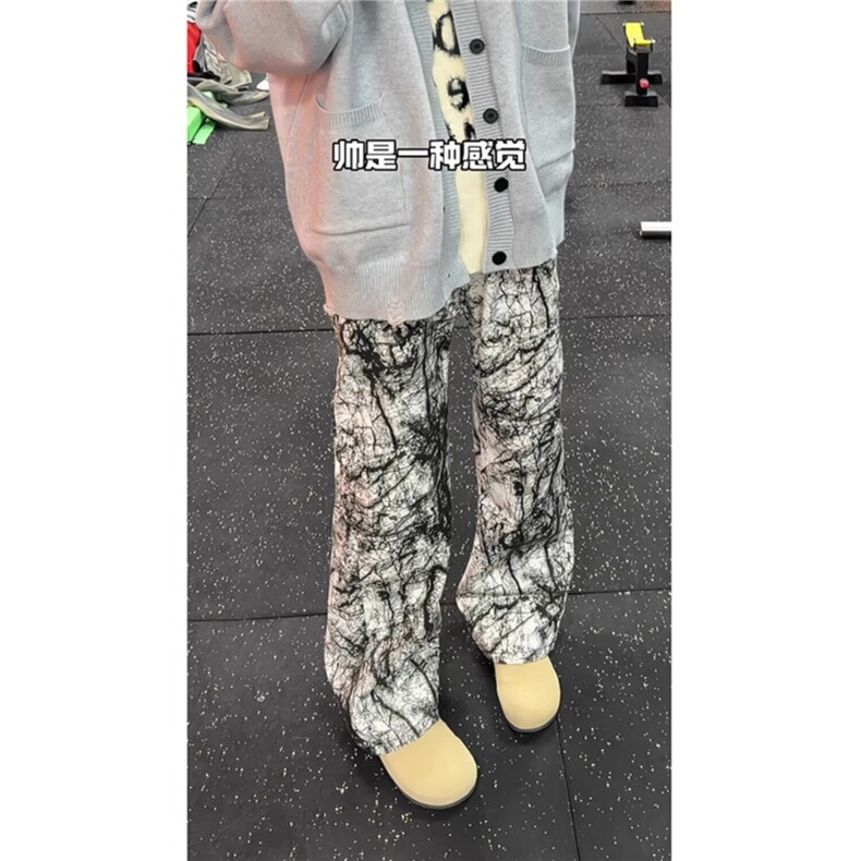 cleanfit美式扎染树枝迷彩牛仔裤男款痞帅裤子微喇直筒裤NG934,男装牛仔裤,星座1116A（原606A-3）